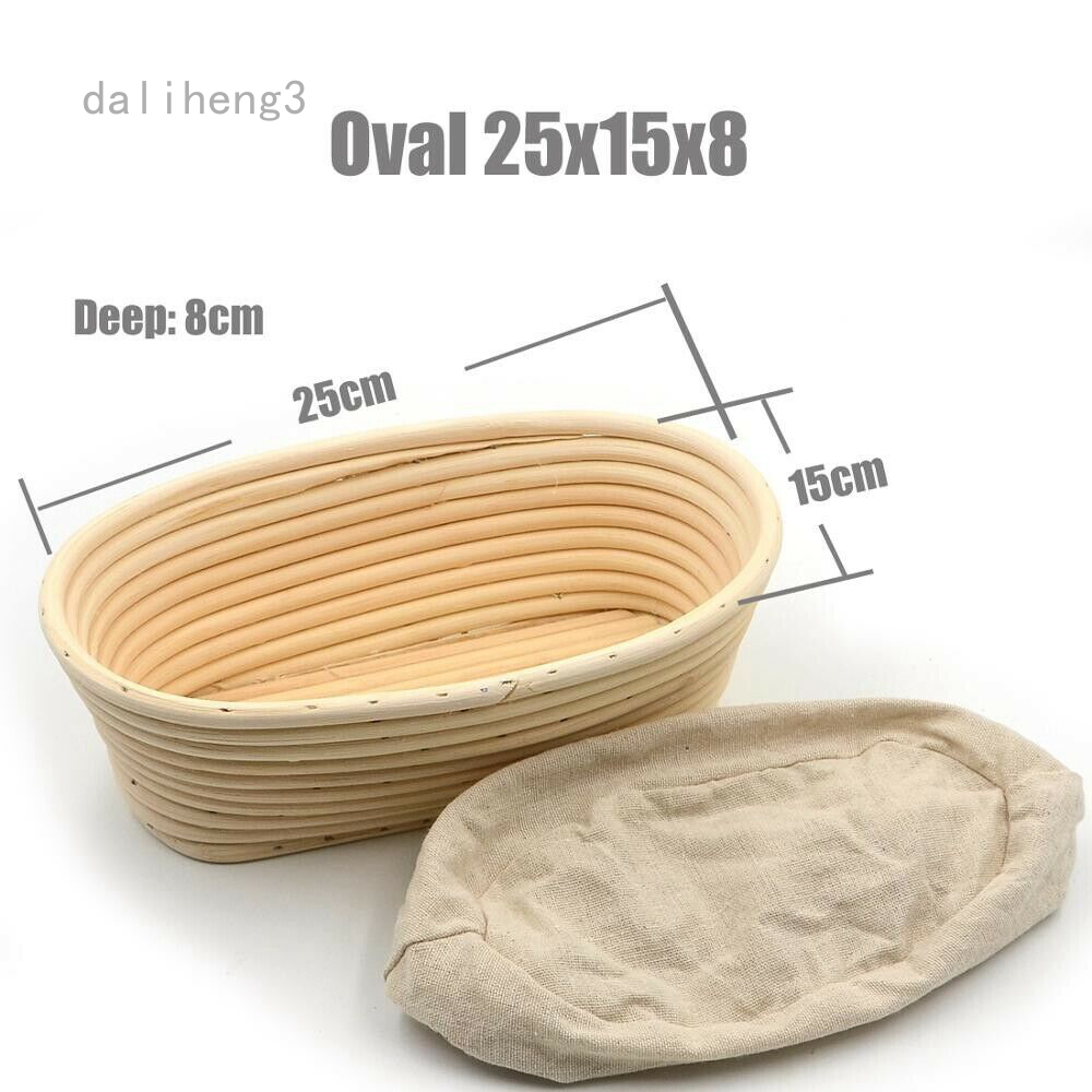 Rattan Fermentation Dough Bread Proofing Basket with Cloth Cover Oval 