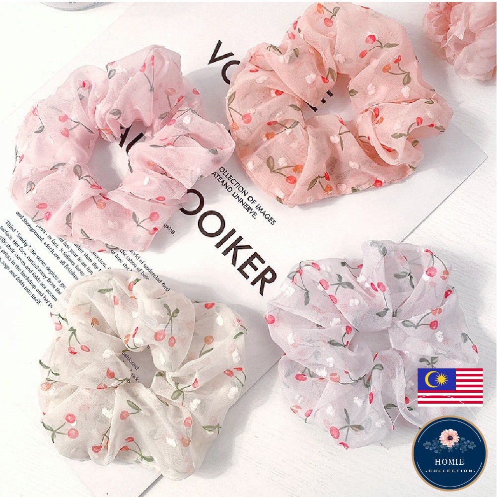 Korean Scrunchies Cherry Fashion Hair Accessories Getah Rambut