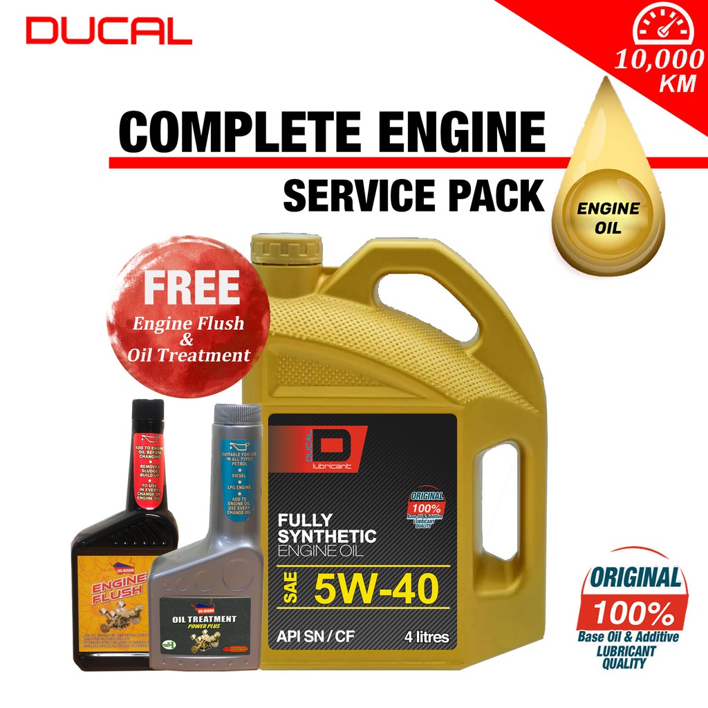 Ducal Fully Synthetic Engine Oil 5w40 Api Sn Cf 4 Litres Free Engine Flush Oil Treatment 5w40 4l Minyak Hitam Enjin Shopee Singapore
