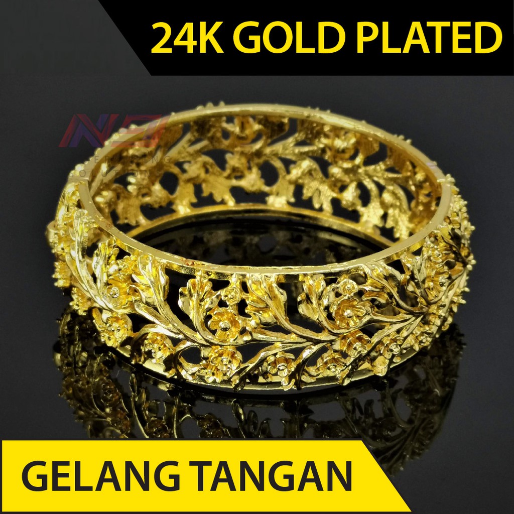 Gelang Tangan Emas Pengantin High Quality 24k Gold Plated Bangle Bracelet Jewelry Gt 3 G Shopee Singapore