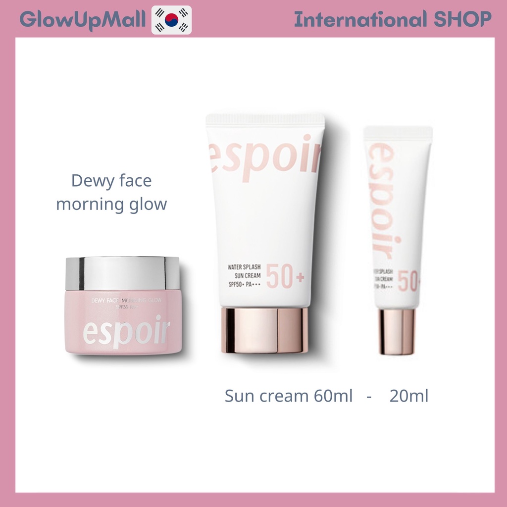 ESPOIR] Water Splash Sun Cream SPF50+/PA+++ 60ml/ 20ml  Dewy face morning  glow SPF35 PA++ 40ml | Shopee Singapore