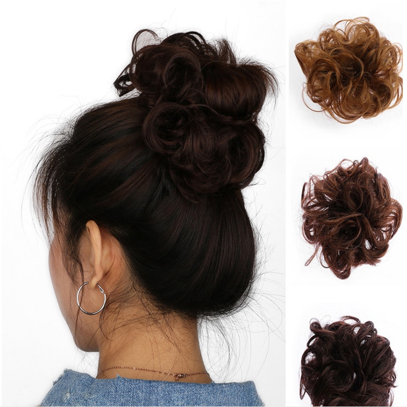 Women Messy Bun Curly Drawstring Hair Scrunchie Wave Hair Chignon