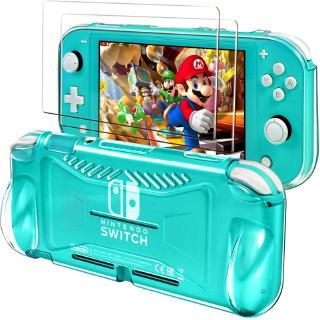 ♔P&M♚For Nintendo Switch Lite Glass Screen Protector + Clear Soft TPU Cover Clear Back Silicone Case