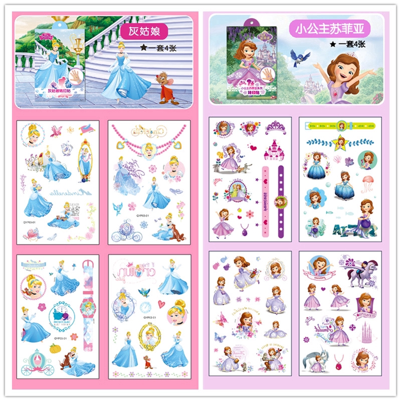 4pcs/Set Kids Tattoo Stickers Snow Princess Unicorn Cartoon Stickers – >>> top1shop >>> shopee.sg