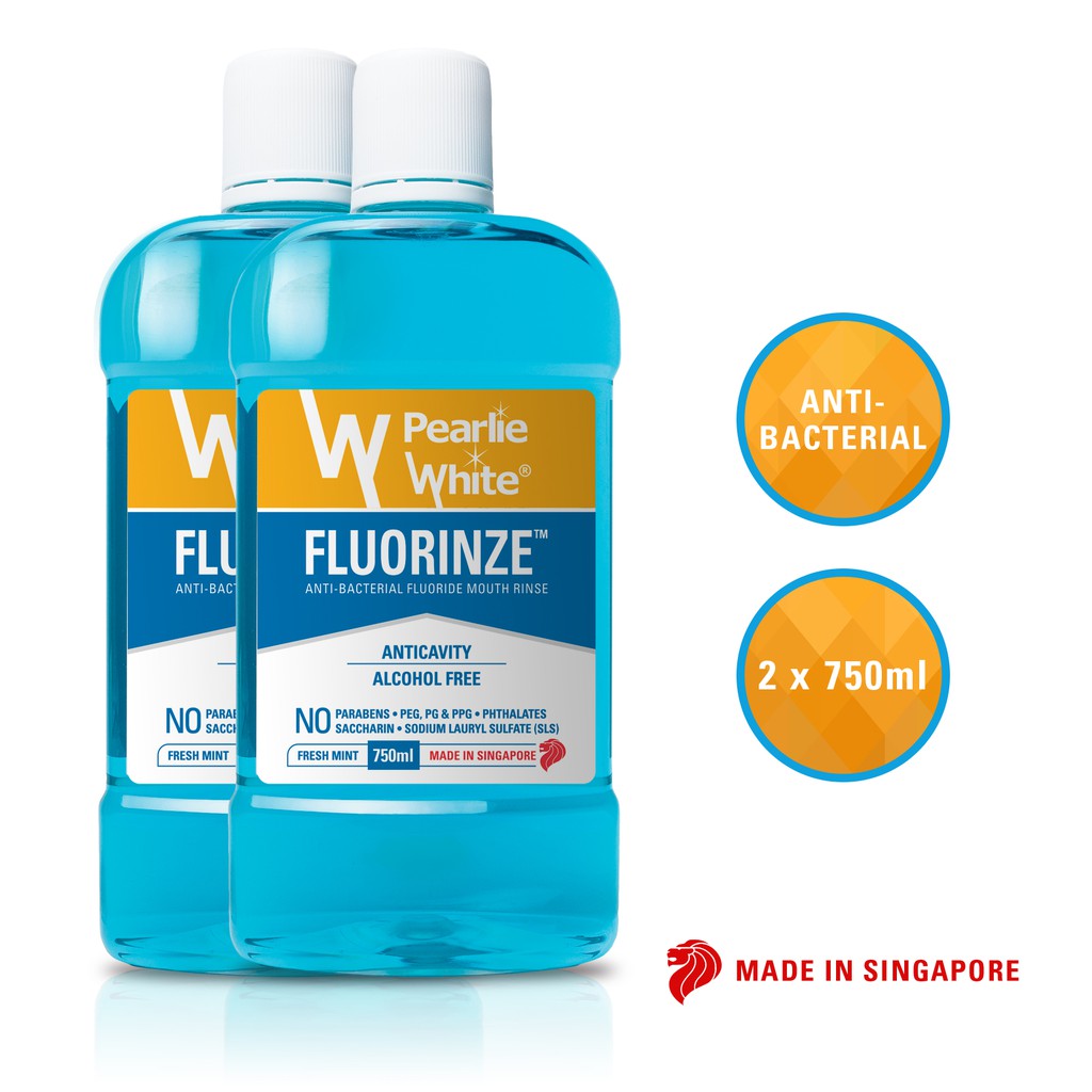 [Bundle of 2] Pearlie White Fluorinze Antibacterial Fluoride Mouth