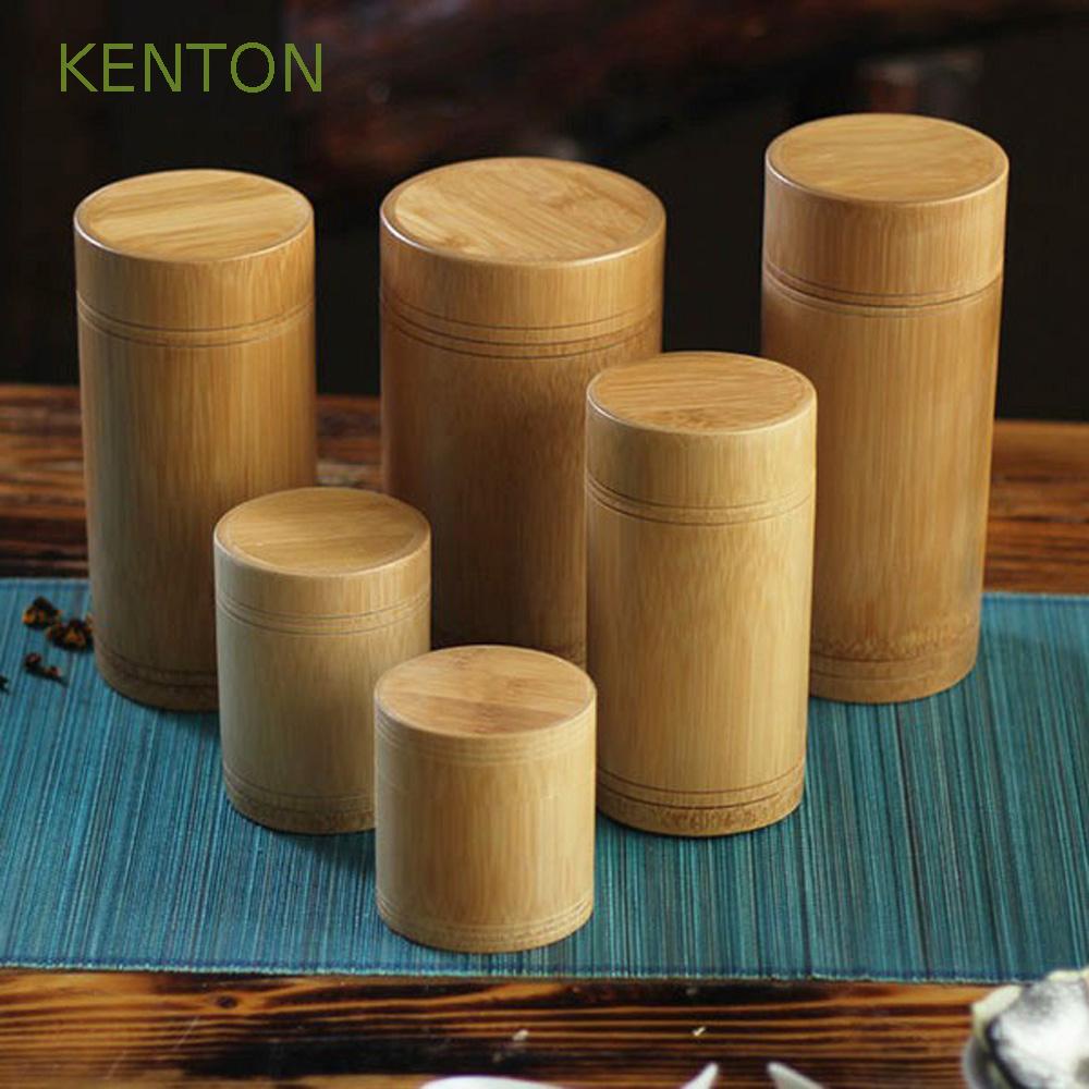 KENTON Tea Canister Tube Round Bottle Holder Bamboo Handmade Container ...