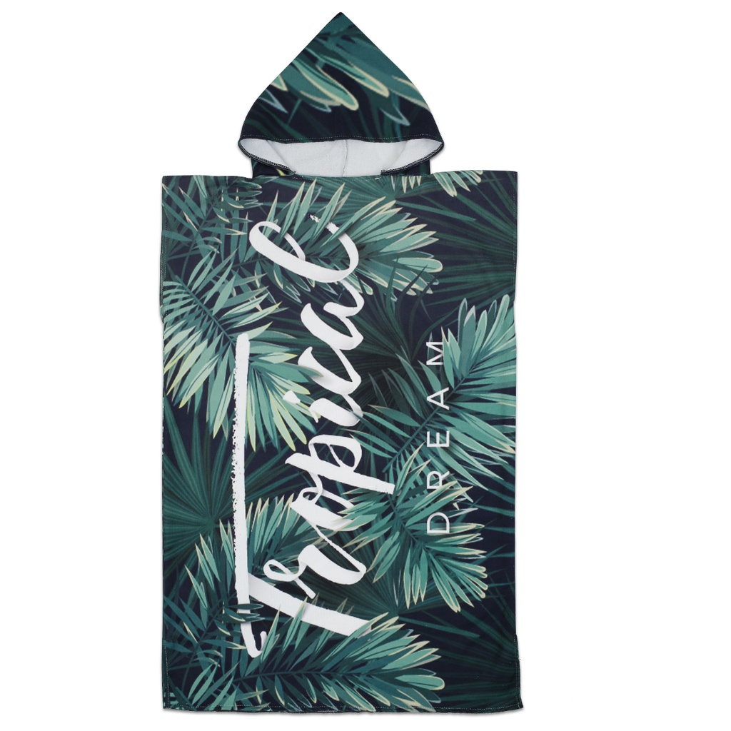 Microfiber Fabric Printed Hooded Beach Towel Changing Towel 75x110cm Adult Poncho Bath Towel