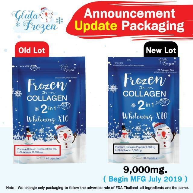 New Frozen Collagen 9 000mg 2 In 1 Whitening X10 Contents 60 Capsules 100 Latest Original Singapore