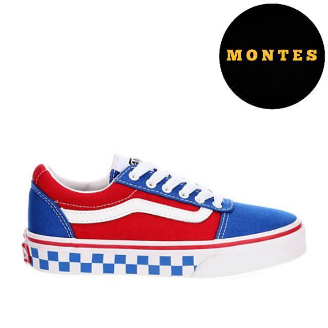 blue and red vans shoes