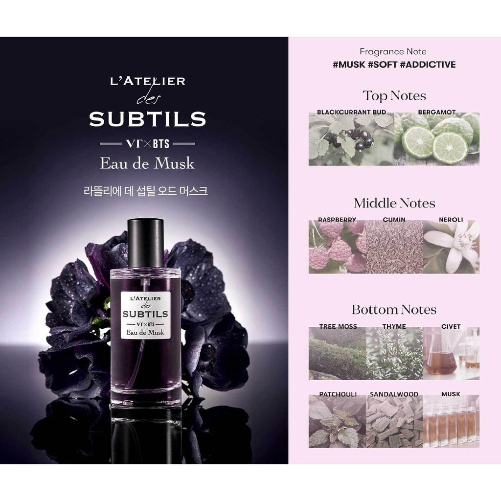 BTS Perfume VT x BTS L'Atelier Des Subtils Perfume 50ml, Photo card 15pcs  With Luxury Case | Shopee Singapore