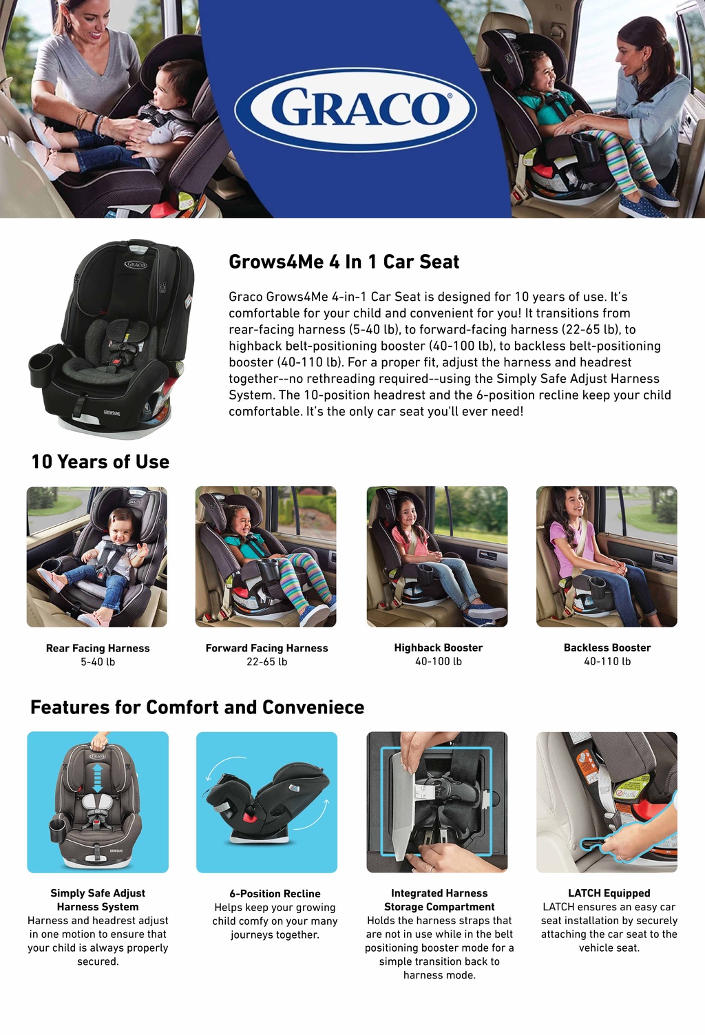 Graco Grows4Me 4in1 Car Seat, West Point Online Exclusive (1 Year Warranty) Shopee Singapore