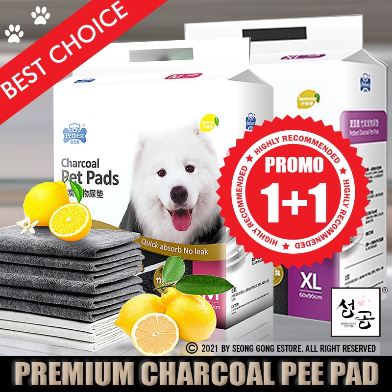 [1+1 Promo] Petbest Charcoal Pee Pad with lemon scent for dogs cats