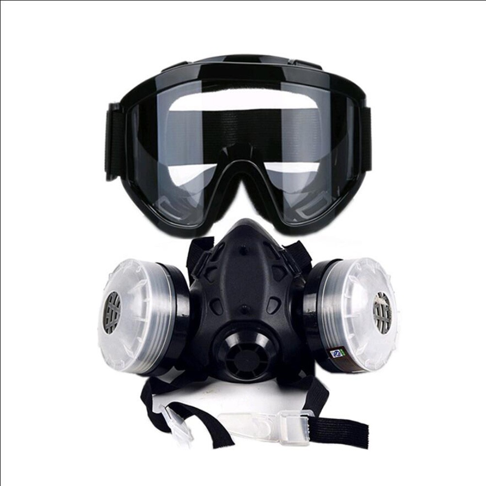 Haoyivivi Sg Filter Gas Mask Half Face Filter Breathing Respirator With Anti Fog Glasses Chemical Dust Mask For Painting Spray Welding Shopee Singapore