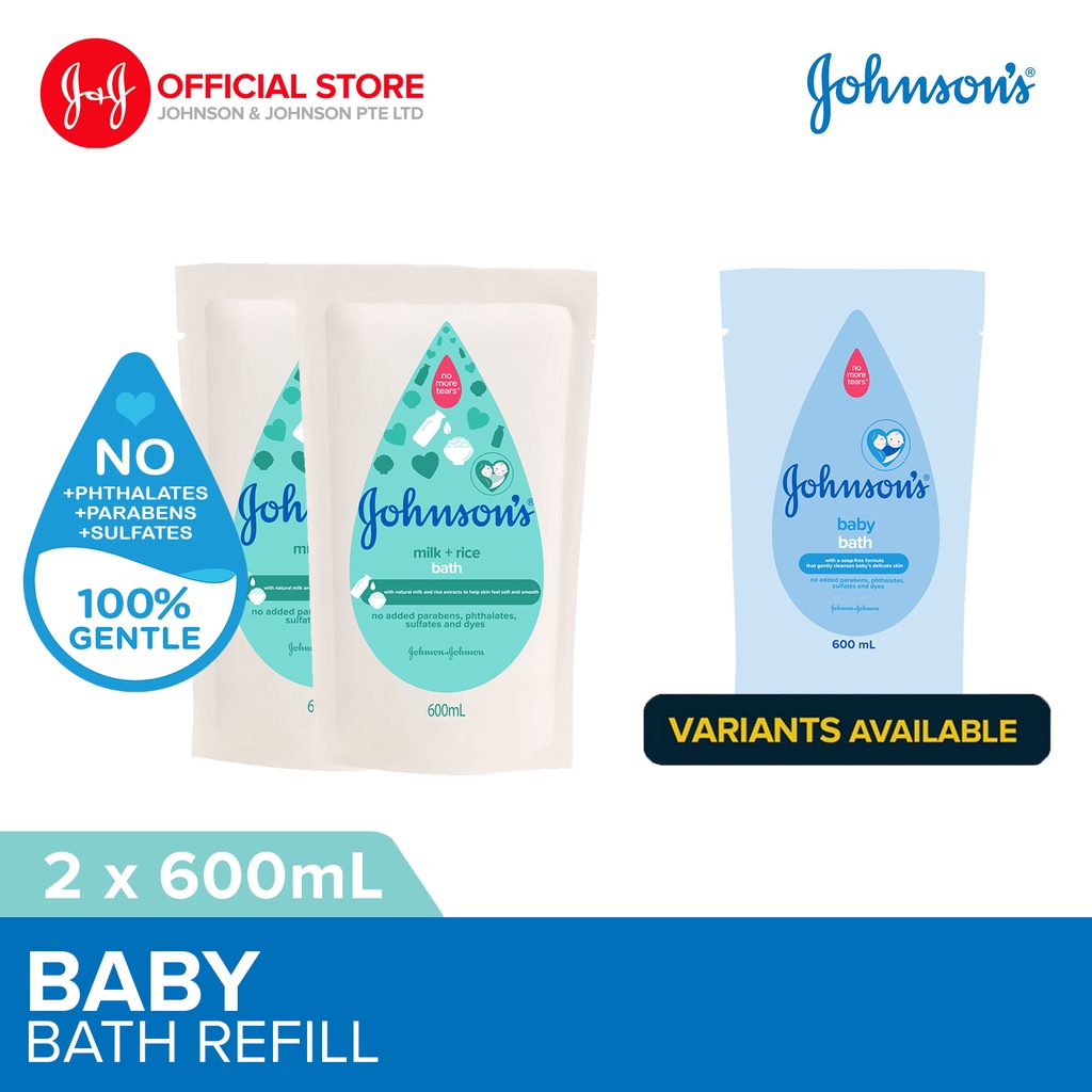 [Bundle of 2] Johnson's Baby Bath Refill 600ml (Regular / Milk + Rice) Shopee Singapore