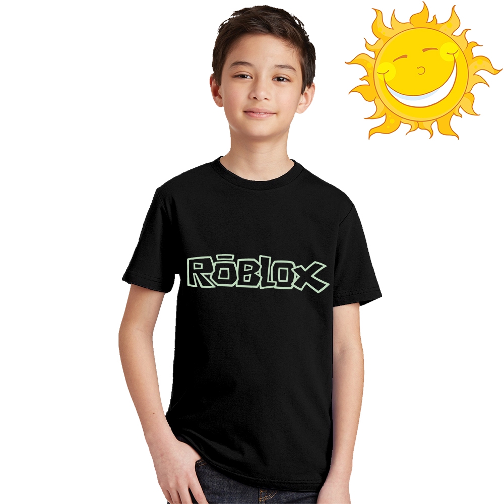 Glow In Dark Green Light Kids T Shirt Roblox Logo Print Children Tshirt Baby Tee Shopee Singapore - rock fam t shirt roblox