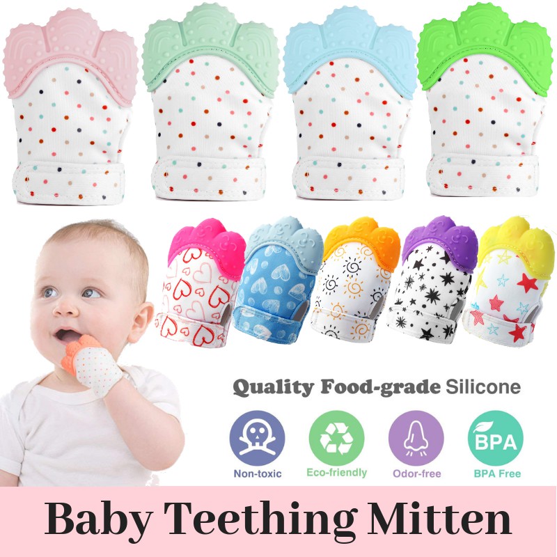 silicone baby teething mitten