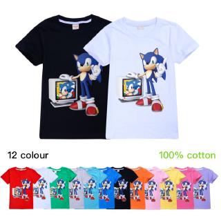 100 Cotton Spot 2020 New Hot Selling Movie Cartoon Sonic The Hedgehog Print Boy Girls T Shirt Baby Clothes Kids Tshirts Children S Clothing Shopee Singapore - t shirt roblox sonic movie