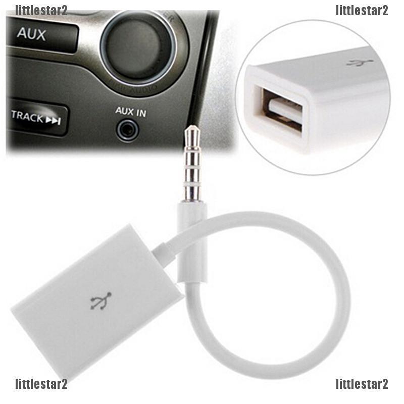 3.5mm AUX Audio Plug Jack to USB 2.0 Male Charge Cable Adapter Cord Car MP3 iPod