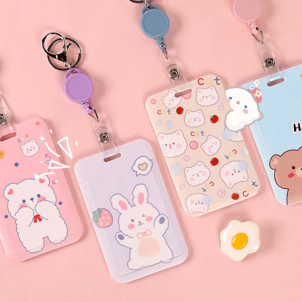 Image of MOCHO Animal Badge Holder Flower Card Bag Card Holder With Keyring Cute Ins style Bank Credit Card Office School Work Card Child Bus Card Cover #8