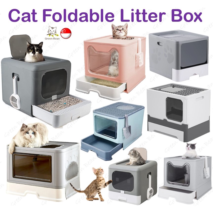 [SG STOCK] Cat Litter Box Foldable Top Entry Litter Box with Lid Cat