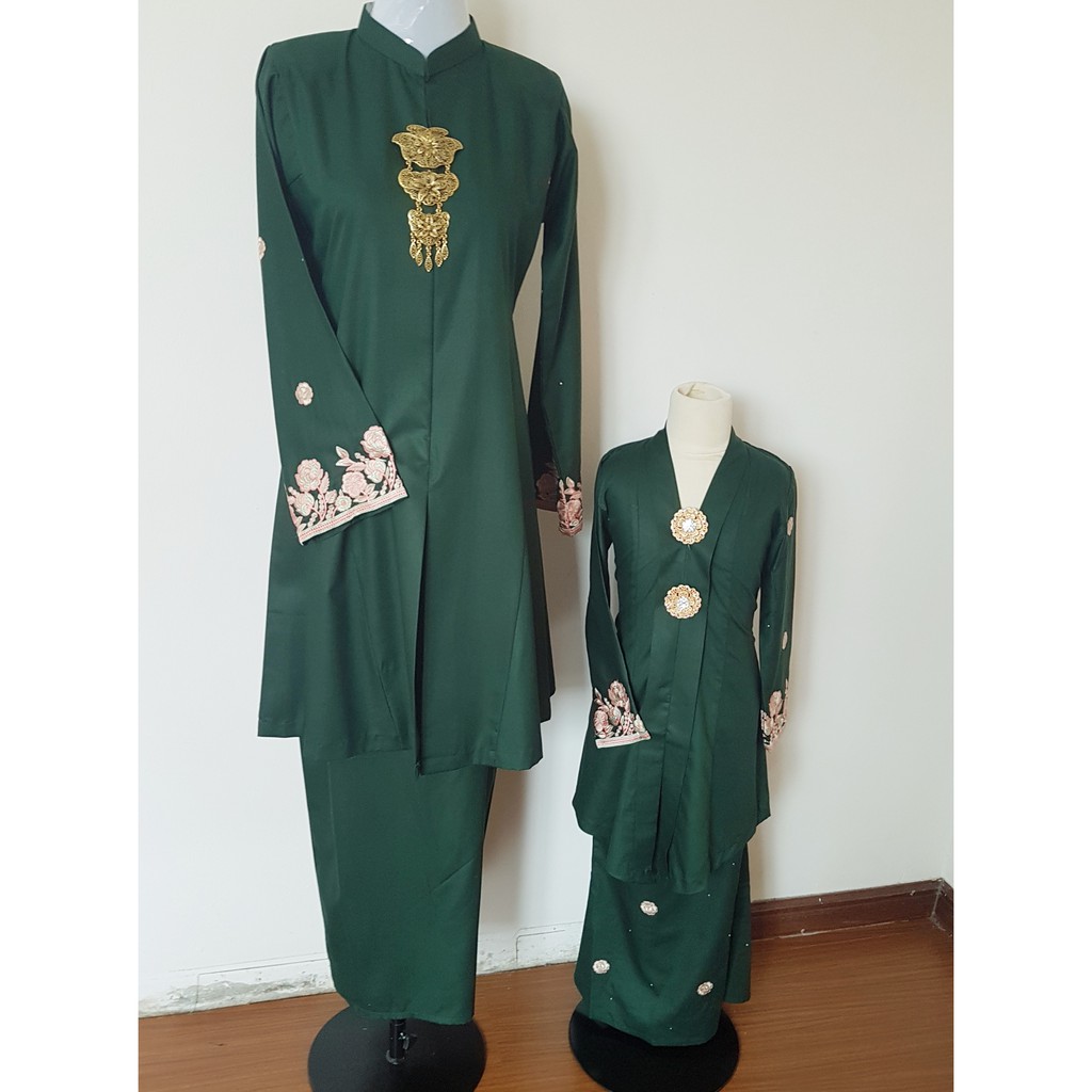 Kebaya Moden Emerald Green Green Ladies Adult Ladies Raya Family Sedondon Mayor Bead Shopee Singapore