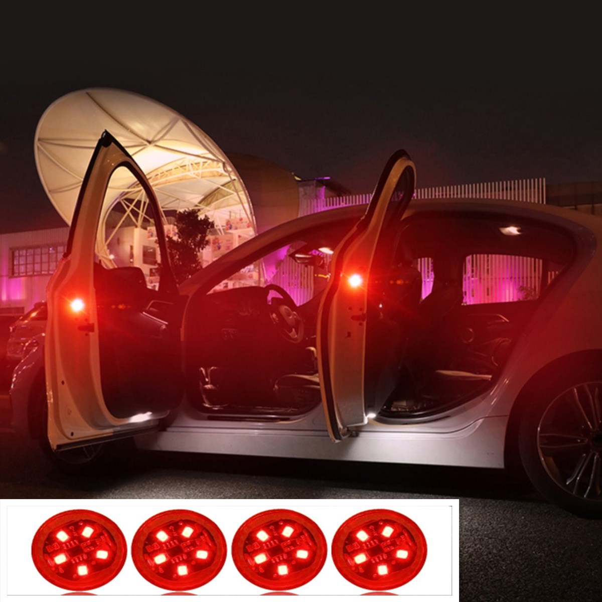 2pcs Wireless LED Car Door Opening Warning Lights side door
