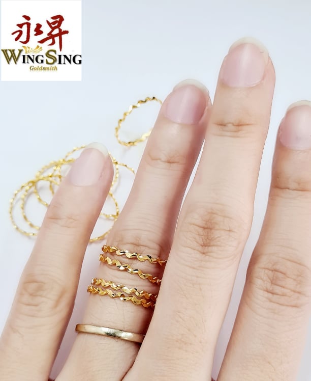 Shop Malaysia Wing Sing 916 Gold Solid Zig Zag Ring Cincin Zigzag Budget Padu Emas 916 Shopee Singapore