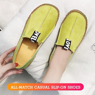 Image of Large flat sole women's shoes round head comfortable casual suede shoes