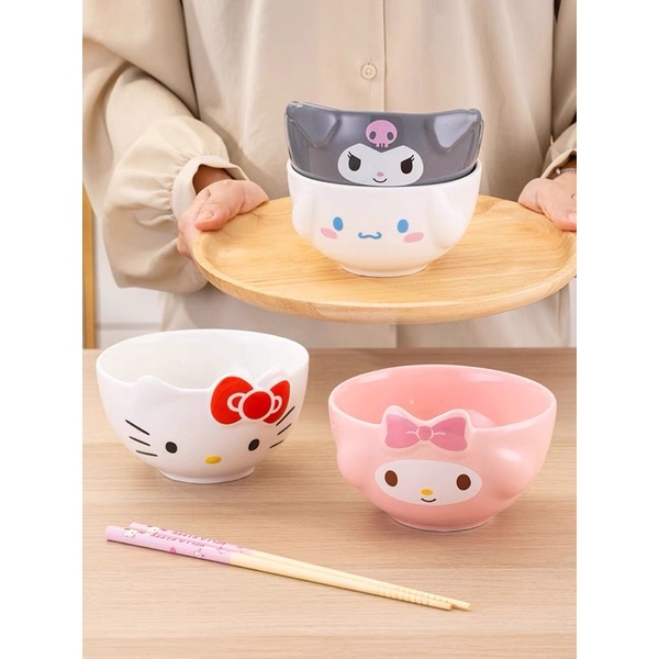 Sanrio Hello Kitty My Melody Cinnamoroll Kuromi Ceramic Rice Bowl