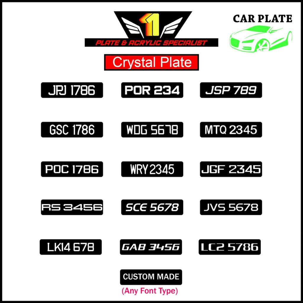 Many Design Car Number Plate Crystal White Nombor Plate Kereta Krystal Putih 1 Pc Shopee Singapore