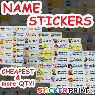 S1) Personalised Cartoon Name Stickers 