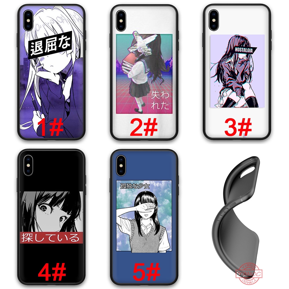 Sad Japanese Anime Aesthetic Soft Silicone Black Tpu Case Iphone 11 Pro Max 6 6s 7 8 Plus Xs Max X Xr Case Shopee Singapore