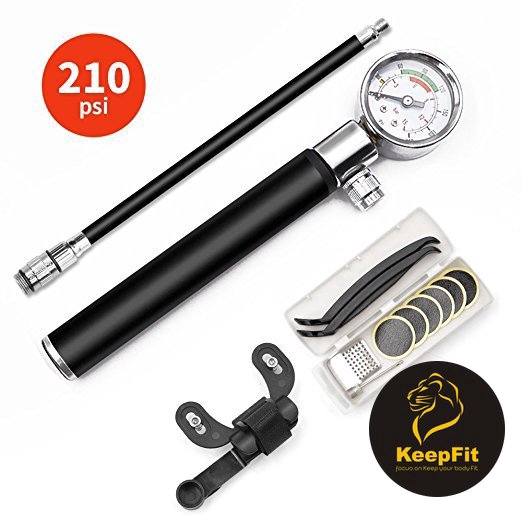 portable bicycle pump with gauge
