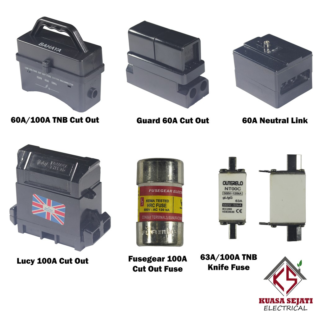 60a 100a Cut Out Unit C W Fuse Tnb Neutral Link Cut Out Fuse Blade Fuse Shopee Singapore