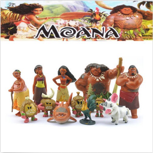 6pcs Disney Moana Princess Action Figure Cake Toppers Doll Set Kids Boy Girl Toy Tv Movie Character Toys