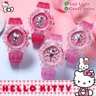 2022 Children Cartoon Watch Hello Kitty Pattern LED Light Kids Watches for Boys Girls Students Digital Watch Colorful Flash