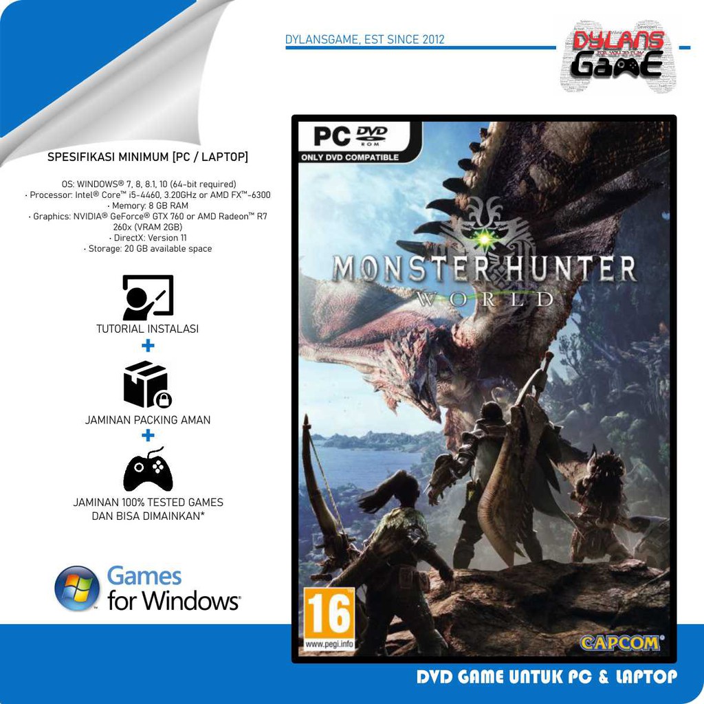 Monster Hunter World Game Pc Dvd Game Pc Laptop Shopee Singapore