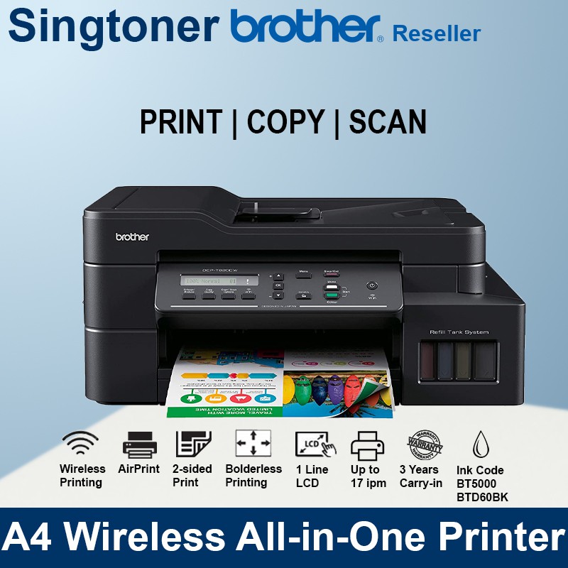 Brother DCP-T820DW All-in One Ink Tank Refill System Printer with Wi-Fi ...