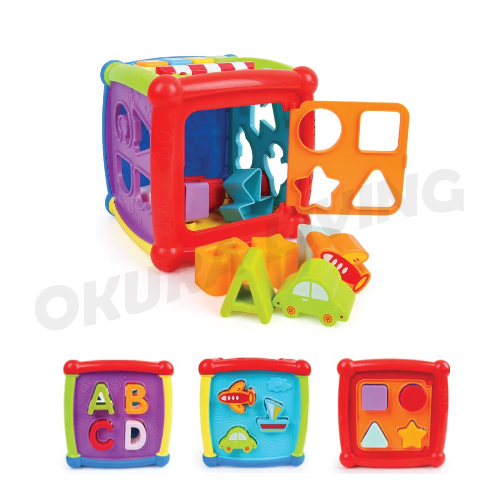 Okura Fancy Cube 6 In 1 Musical Educational Sorting Matching Box Music Clock Gear Geometric Kids Learning Toy Shopee Singapore