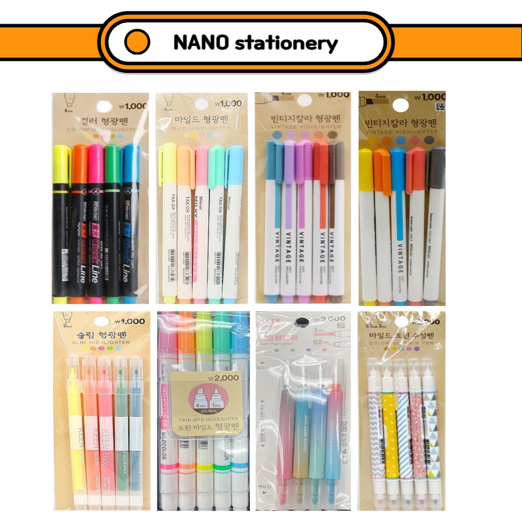 [DAISO] Mildliner Highlighter Pen liner, Korea Twin pen Shopee Singapore