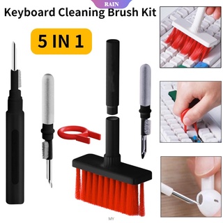 5 In 1 Earphone Cleaning Brush Mutifunctional Computer Cleaning Pen Earbuds Clean Tools Keyboard Cleaner Keycap Puller Kit [RAIN]
