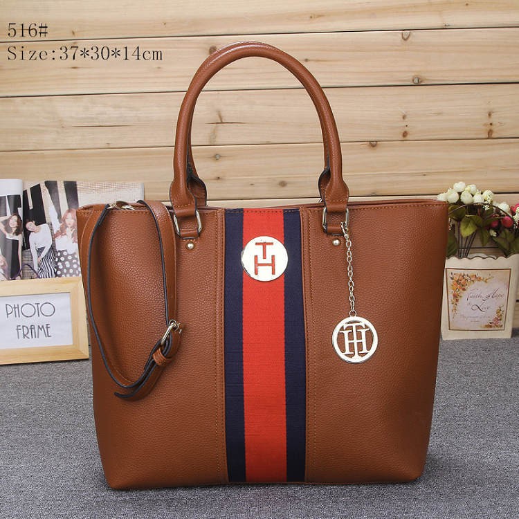 tommy hilfiger brown leather bag