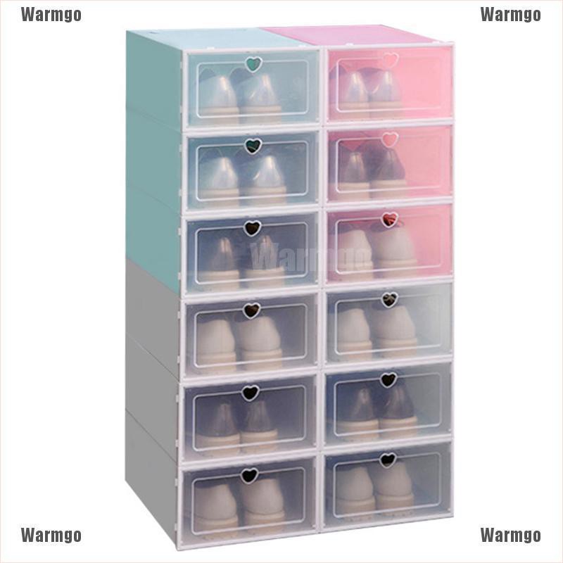 Warmgo Plastic Foldable Shoes Box Transparent Home Storage Shoe