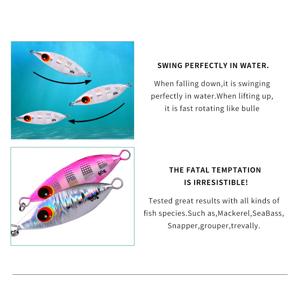 PROBEROS Metal Jig 10g/20g/30g//40g/60g Lead 3D Eyes Slow Jigging Spoon Fishing Lure For Saitwater Fishing Grea