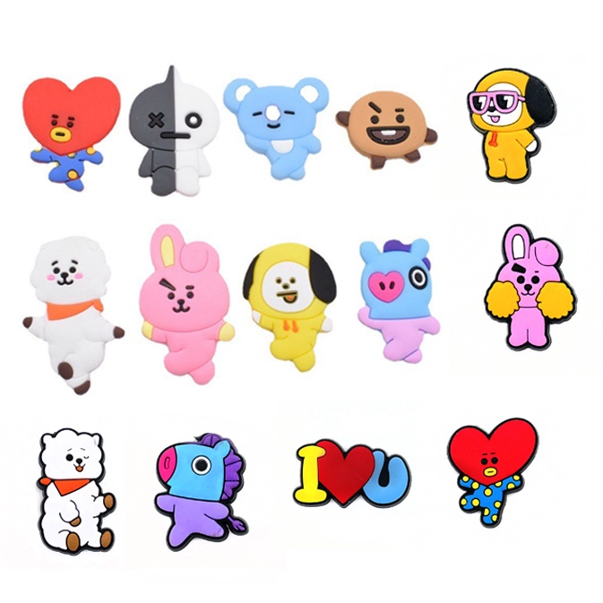 Bt21 Bts jibits for croc Pins Kpop Jibitz Charm Cute Jibbits for croc