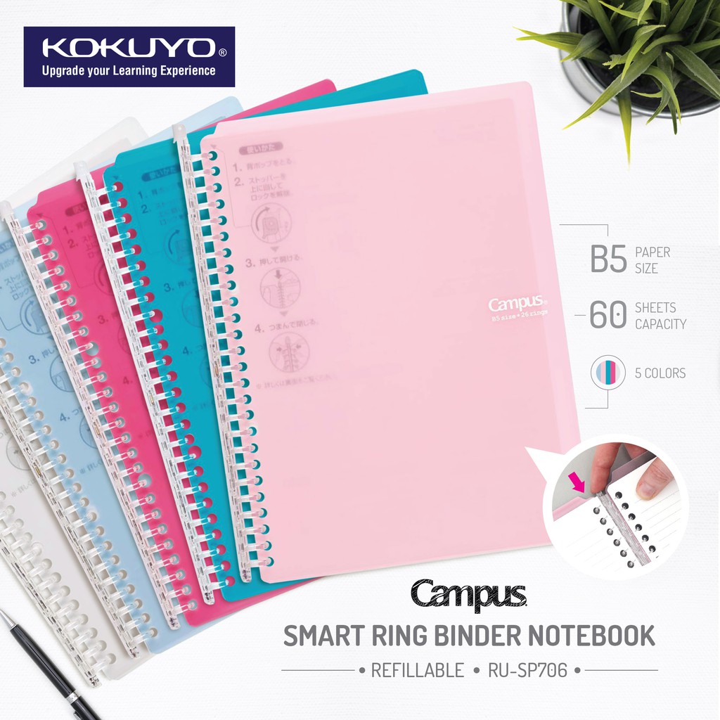 Kokuyo Campus Smart Ring Binder Notebook B5 (Refillable) (Capacity 60 