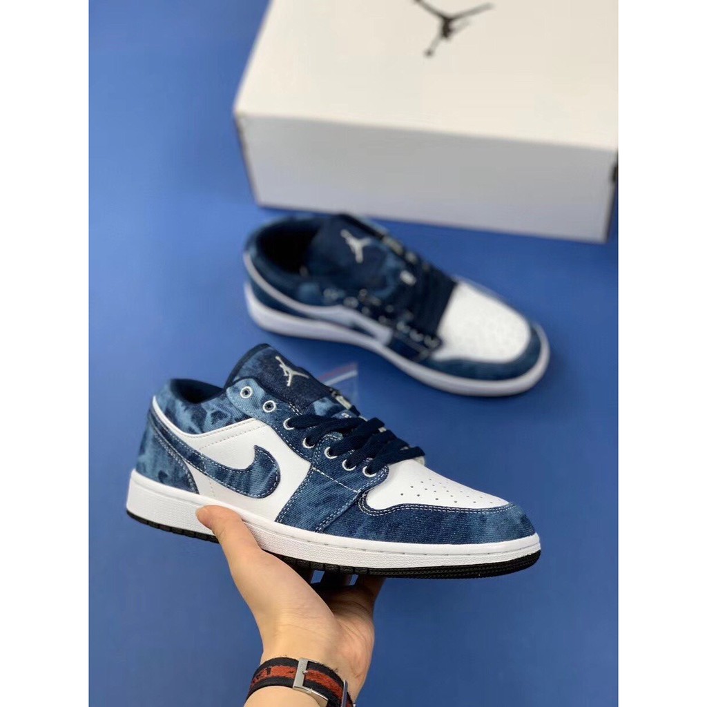 washed denim jordan 1 low