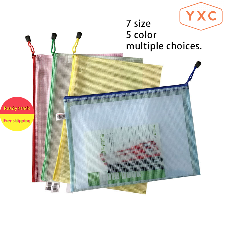 A3,a4,a5,a6 Transparent Portable Mesh Zipper File Bag Information Bag 