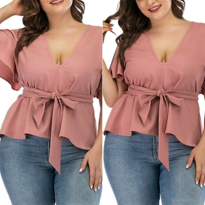 pink ruffle blouse plus size
