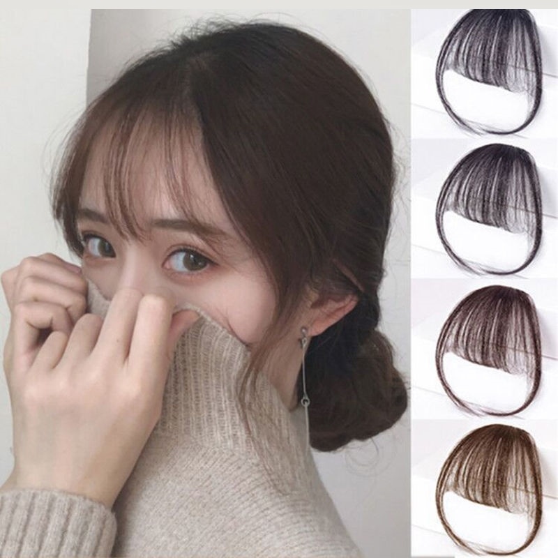 Air Bangs Korean Girls Thin Air Bangs Wig Hair Extension Natural Clip In  Front | Shopee Singapore